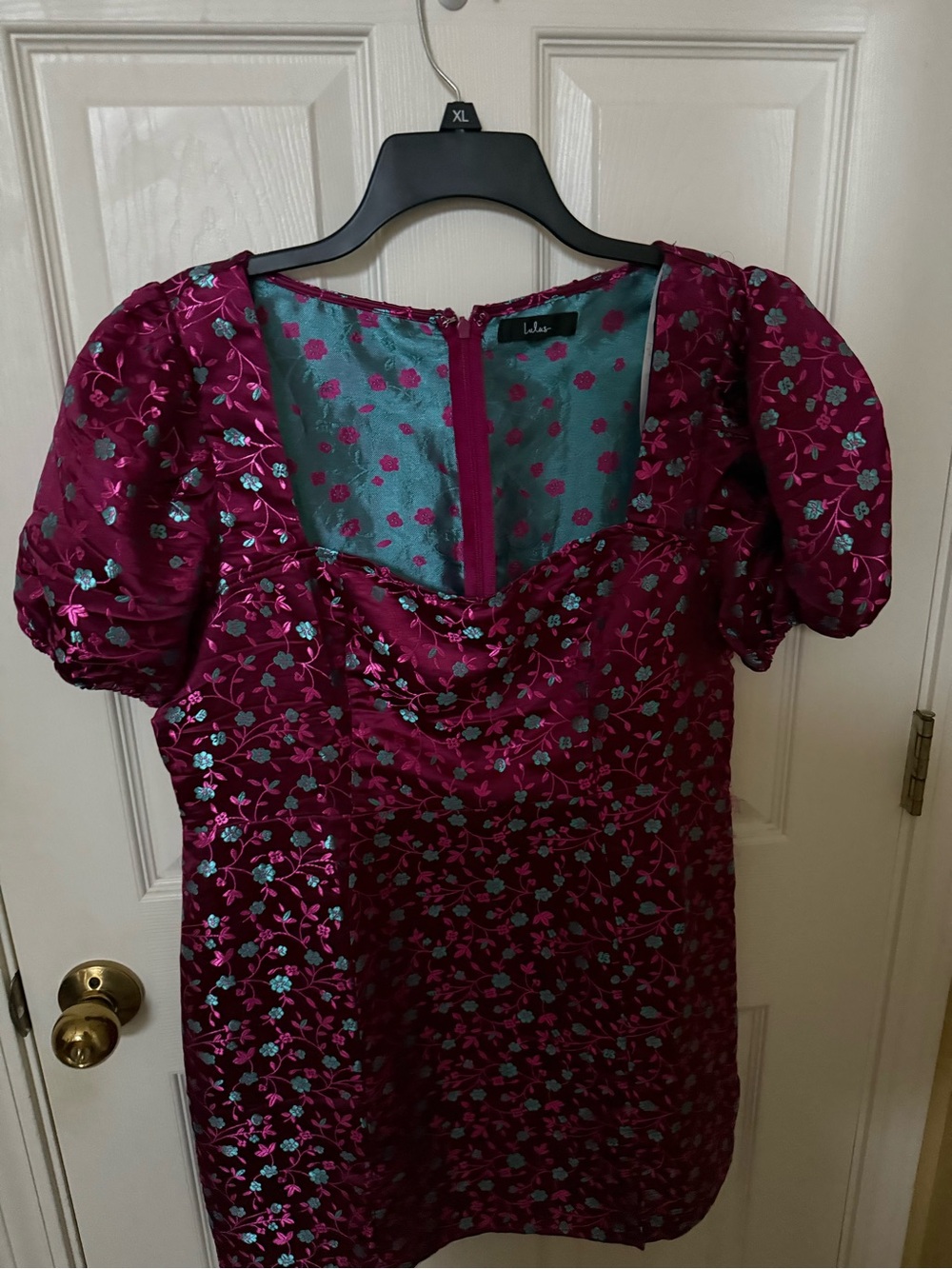 Lulu's Pink Dress with Berry Floral Jacquard